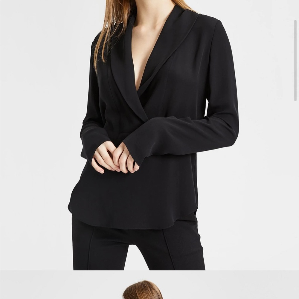 Staple piece - classic silk blouse with deep, drapey v-neck.